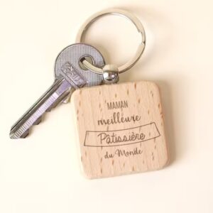 Porte-clés en bois personnalisé - Meilleure du Monde